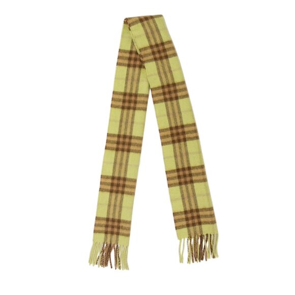 Burberry Pastel Sage Nova Check Classic Plaid Fringe Small Cashmere Scarf Soft - Picture 1 of 10